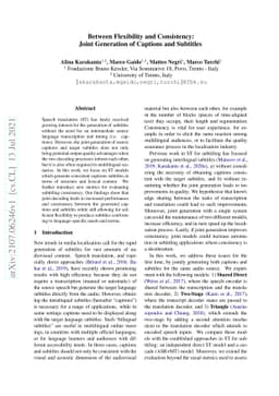 Between Flexibility and Consistency: Joint Generation of Captions and
  Subtitles