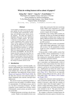 What do writing features tell us about AI papers?