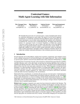 Contextual Games: Multi-Agent Learning with Side Information