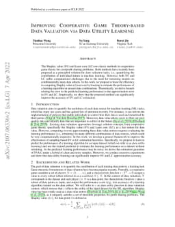 Improving Cooperative Game Theory-based Data Valuation via Data Utility
  Learning