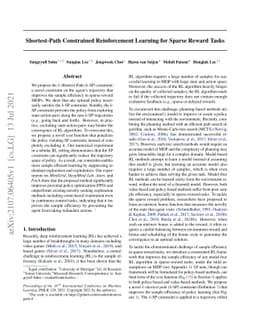 Shortest-Path Constrained Reinforcement Learning for Sparse Reward Tasks