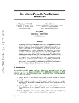 Tourbillon: a Physically Plausible Neural Architecture