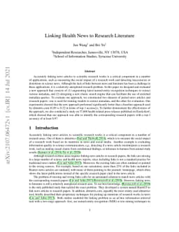 Linking Health News to Research Literature