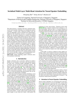 Serialized Multi-Layer Multi-Head Attention for Neural Speaker Embedding