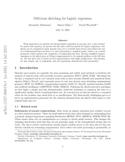 Oblivious sketching for logistic regression