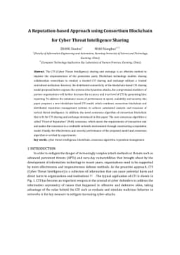 A Reputation-based Approach using Consortium Blockchain for Cyber Threat
  Intelligence Sharing