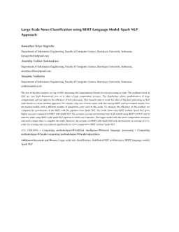 Large-Scale News Classification using BERT Language Model: Spark NLP
  Approach