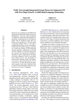 TGIF: Tree-Graph Integrated-Format Parser for Enhanced UD with Two-Stage
  Generic- to Individual-Language Finetuning