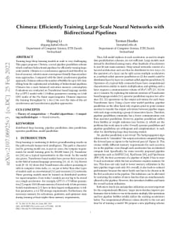 Chimera: Efficiently Training Large-Scale Neural Networks with
  Bidirectional Pipelines