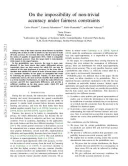 On the impossibility of non-trivial accuracy under fairness constraints