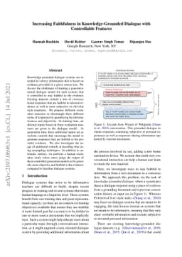 Increasing Faithfulness in Knowledge-Grounded Dialogue with Controllable
  Features