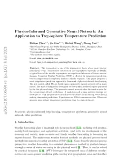 Physics-informed generative neural network: an application to
  troposphere temperature prediction