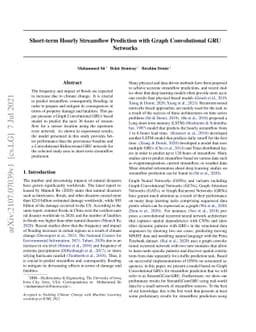 Short-term Hourly Streamflow Prediction with Graph Convolutional GRU
  Networks