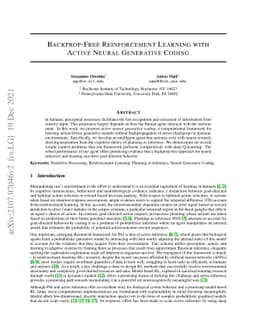 Backprop-Free Reinforcement Learning with Active Neural Generative
  Coding