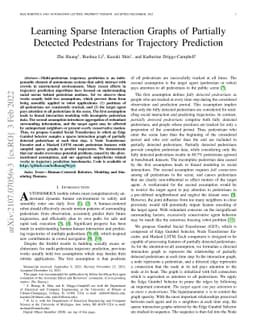 Learning Sparse Interaction Graphs of Partially Detected Pedestrians for
  Trajectory Prediction