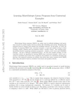 Learning Mixed-Integer Linear Programs from Contextual Examples