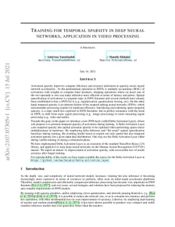 Training for temporal sparsity in deep neural networks, application in
  video processing
