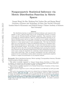 Nonparametric Statistical Inference via Metric Distribution Function in
  Metric Spaces