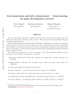 Level generation and style enhancement -- deep learning for game
  development overview