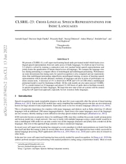 CLSRIL-23: Cross Lingual Speech Representations for Indic Languages