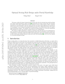 Optimal Scoring Rule Design under Partial Knowledge