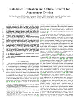 Rule-based Evaluation and Optimal Control for Autonomous Driving