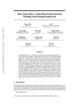 Only Train Once: A One-Shot Neural Network Training And Pruning
  Framework