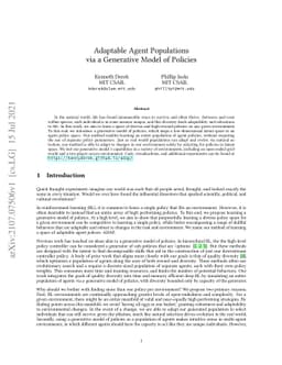 Adaptable Agent Populations via a Generative Model of Policies
