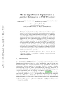 On the Importance of Regularisation & Auxiliary Information in OOD
  Detection