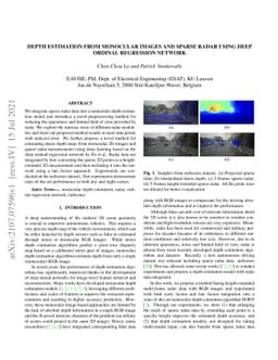 Depth Estimation from Monocular Images and Sparse radar using Deep
  Ordinal Regression Network