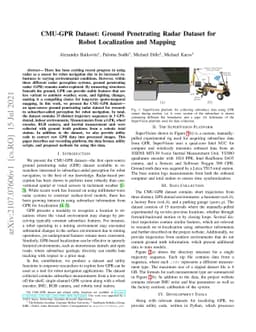 CMU-GPR Dataset: Ground Penetrating Radar Dataset for Robot Localization
  and Mapping