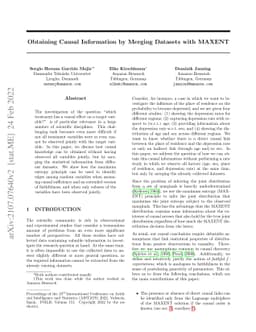 Obtaining Causal Information by Merging Datasets with MAXENT