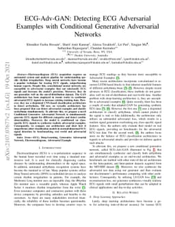ECG-Adv-GAN: Detecting ECG Adversarial Examples with Conditional
  Generative Adversarial Networks