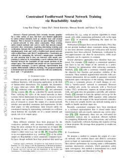 Constrained Feedforward Neural Network Training via Reachability
  Analysis