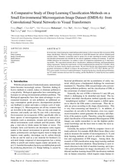 A Comparative Study of Deep Learning Classification Methods on a Small
  Environmental Microorganism Image Dataset (EMDS-6): from Convolutional Neural
  Networks to Visual Transformers