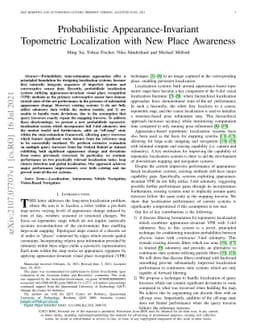 Probabilistic Appearance-Invariant Topometric Localization with New
  Place Awareness