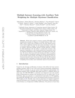 Multiple Instance Learning with Auxiliary Task Weighting for Multiple
  Myeloma Classification