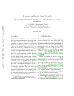 A Survey on Bias in Visual Datasets