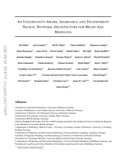 An Uncertainty-Aware, Shareable and Transparent Neural Network
  Architecture for Brain-Age Modeling