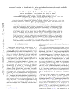 Machine learning of Kondo physics using variational autoencoders and
  symbolic regression