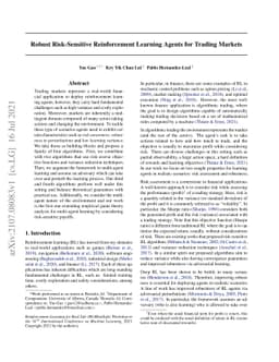 Robust Risk-Sensitive Reinforcement Learning Agents for Trading Markets