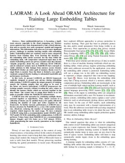 LAORAM: A Look Ahead ORAM Architecture for Training Large Embedding
  Tables