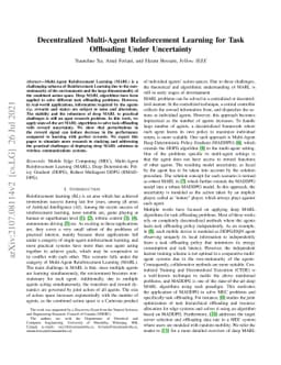 Decentralized Multi-Agent Reinforcement Learning for Task Offloading
  Under Uncertainty