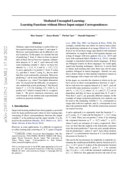 Mediated Uncoupled Learning: Learning Functions without Direct
  Input-output Correspondences