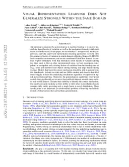 Visual Representation Learning Does Not Generalize Strongly Within the
  Same Domain