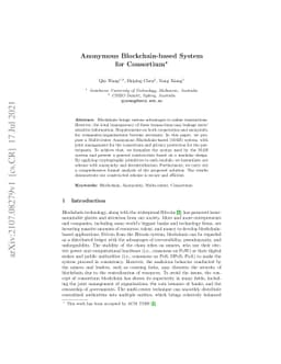 Anonymous Blockchain-based System for Consortium