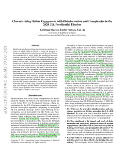 Characterizing Online Engagement with Disinformation and Conspiracies in
  the 2020 U.S. Presidential Election