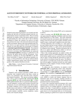 Agent-Environment Network for Temporal Action Proposal Generation