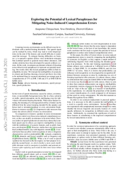 Exploring the Potential of Lexical Paraphrases for Mitigating
  Noise-Induced Comprehension Errors