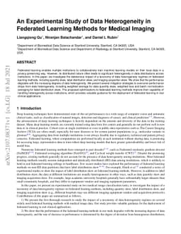 An Experimental Study of Data Heterogeneity in Federated Learning
  Methods for Medical Imaging